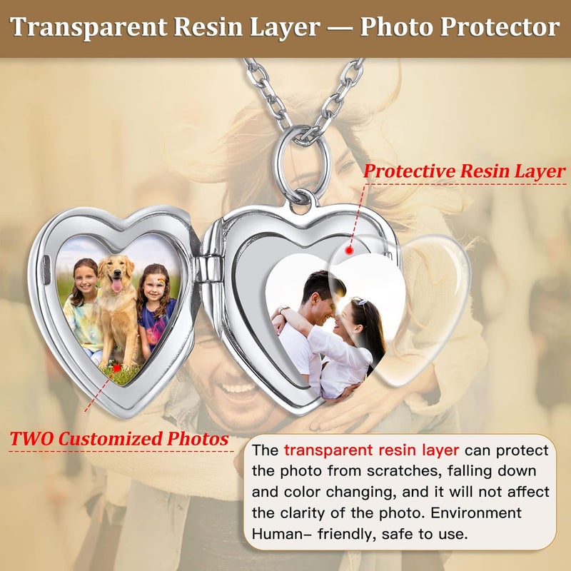 Bestyle Sterling Silver Heart Locket Necklace for Women, Dainty Cute Small Heart Locket Pendant in Gold/Rose Gold/Silver, Love Statement Jewelry Gift for Mother Wife - Image 3